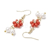 Natural Shell Pearl Beads & Glass Seed Dangle Earrings EJEW-MZ00310-02-4