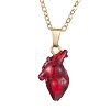 Halloween Resin Anatomical Heart Pendant Necklaces NJEW-TA00146-1