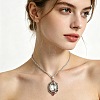 Alloy Glass Hollow Oval Pendant Necklaces for Women WG278AD-01-5