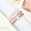 3Pcs 3 Styles Natural & Synthetic Mixed Gemstone Chip & Natural Cultured Freshwater Pearl Beaded Stretch Bracelets Set for Women BJEW-JB13762-5