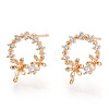 Brass Micro Pave Clear Cubic Zirconia Stud Earring Findings X-KK-T054-51G-NF-1