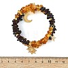 Natural Amber & Garnet Chip Beaded Wrap Bracelets BJEW-JB14310-4