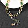 Brass Pave Colorful Cubic Zirconia Geometric Link Chain Necklaces NJEW-P337-01G-3