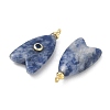 Brass & Natural Blue Spot Jasper & Cubic Zirconia Pendants GG-CBAD360-20G-03-2