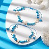 2Pcs 2 Styles Synthetic Turquoise & Natural Magnesite Braided Beaded Bracelets BJEW-JB10202-2