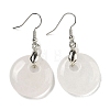 Rack Plating Brass Flat Round Dangle Earrings for Women EJEW-B064-01P-04-1