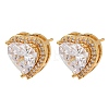 Brass Micro Pave Cubic Zirconia Stud Earrings for Women EJEW-F418-06G-4