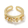 Rack Plating Brass Micro Pave Cubic Zirconia Cuff Finger Ring RJEW-C114-01G-2