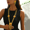 Luxury Alloy Floral Tassel Long Necklace & Earrings Set for Women KK0022-4
