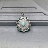 925 Sterling Silver Pave Dyed Synthetic Turquoise Diffuser Locket Pendants G-C276-02-1