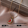 Vintage 304 Stainless Steel Red Enamel Pendant Round Snake Chain Necklaces for Women XE2810-1-1