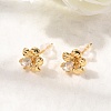 Brass Micro Pave Clear Cubic Zirconia Flower Stud Earrings EJEW-C158-17A-G-2