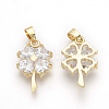 Brass Cubic Zirconia Pendants X-KK-R015-112G-2