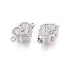 Brass Micro Pave Clear Cubic Zirconia Box Clasps KK-Q074-07P-3