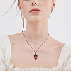 2Pcs 2 Colors Acorn Wood Locket Pendant Necklace with Wax Cords NJEW-CA0001-13-5