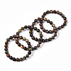 Natural Flower Agate Beaded Stretch Bracelets BJEW-S128-05-1