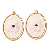 304 Stainless Steel & Cloth Embroidered Pendants FB-CBAFBAF-06G-1