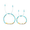 2Pcs Mother's Day Resin & Glass Mama & Mini Beaded Braided Bead Bracelet Set WGEEE28-02-2