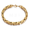 Ion Plating(IP) 201 Stainless Steel Byzantine Chain Bracelet for Men Women BJEW-S057-89A-01-1