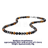 Synthetic Non-magnetic Hematite & Natural Tiger Eye & Obsidian Round Beaded Necklaces for Men YX5918-2-3