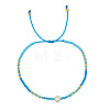 Bohemian Style Glass Seed Bead & Imitation Pearl Beads Braided Bead Bracelets JJ7327-1-1
