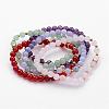 Natural Round Gemstone Beaded Stretch Bracelets BJEW-JB02453-1