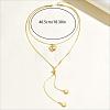 Minimalist European Style Stainless Steel & Alloy Heart Pendant Snake Chain Y-Shaped Double Layer Necklace for Women Daily Wear Gift ZC6698-1-2