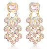 Teardrop with Rectangle Alloy Rhinestone Chandelier Earrings FS-WGBF96F-05-1