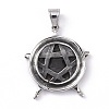 Flat Round with Skull 304 Stainless Steel Pendants STAS-G265-03AS-2