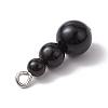 Natural Obsidian Round Beaded Pendants PALLOY-JF02867-07-4