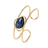 304 Stainless Steel & Teardrop Acrylic Imitation Gemstone Bead Cuff Bangles for Women BJEW-T027-01B-2