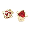 Brass Pave Clear Cubic Zirconia Connector Pendants KK-F933-09C-G-2