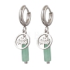 304 Stainless Steel Green Aventurine Column Hoop Earrings EJEW-JE06791-01-1