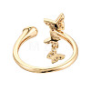 Butterfly Brass Micro Pave Clear Cubic Zirconia Cuff Rings Setting KK-T079-26G-3