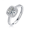 Rhodium Plated 925 Sterling Silver Micro Pave Moissanite Adjustable Rings for Women WGFA800-03-2