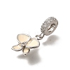 Brass Clear Cubic Zirconia Flower European Dangle Charms KK-M313-38P-01-2