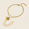 304 Stainless Steel Enamel Yellow Bee Double Layer Hand Chain Ring Bracelets for Women PB5833-1
