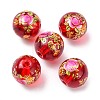 Flower Picture Printed Glass Round Beads GLAA-J087-10mm-A05-2