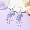 Glass Seed with Glass Pearl Tassel Dangle Earrings EJEW-MZ00727-7