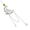 Natural Green Aventurine Chips & Brass Moon & 304 Stainless Steel Butterfly Suncatcher HJEW-TA00449-01-2
