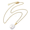 Natural Baroque Keshi Pearl Oval Pendant 304 Stainless Steel Cable Chain Necklaces NJEW-JN06135-4