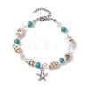 3Pcs 3 Style Alloy Starfish Charm Bracelets Set BJEW-JB10090-3