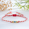 Brass Enamel Evil Eye Beaded Braided Bracelets FU6663-5-1