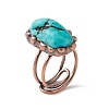 Synthetic Turquoise Irregular Nugget Open Cuff Ring RJEW-I082-05R-4