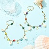 2Pcs 2 Styles Ocean Dyed Synthetic Turquoise Starfish Link Chain Anklets AJEW-AN00818-1