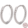 Anti-Tarnish Unisex Rhodium Plated 925 Sterling Silver Hoop Earrings EJEW-AA00271-06P-1