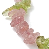 Natural Peridot & Natural Strawberry Quartz Chip Beaded Stretch Bracelets for Women BJEW-JB13278-4