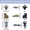 Gorgecraft 3Pcs 3 Styles Animal Rhinestone Ornament Accessories PATC-GF0001-44-2