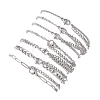 7Pcs 304 Stainless Steel Figaro Chains & Venetian Chains & Water Wave Chains & Cable Chains & Rolo Chains & Bracelets for Women BJEW-JB12773-4