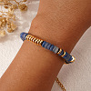 Disc Natural Blue Chalcedony & 304 Stainless Steel Beaded Bracelet for Women VZ6468-2